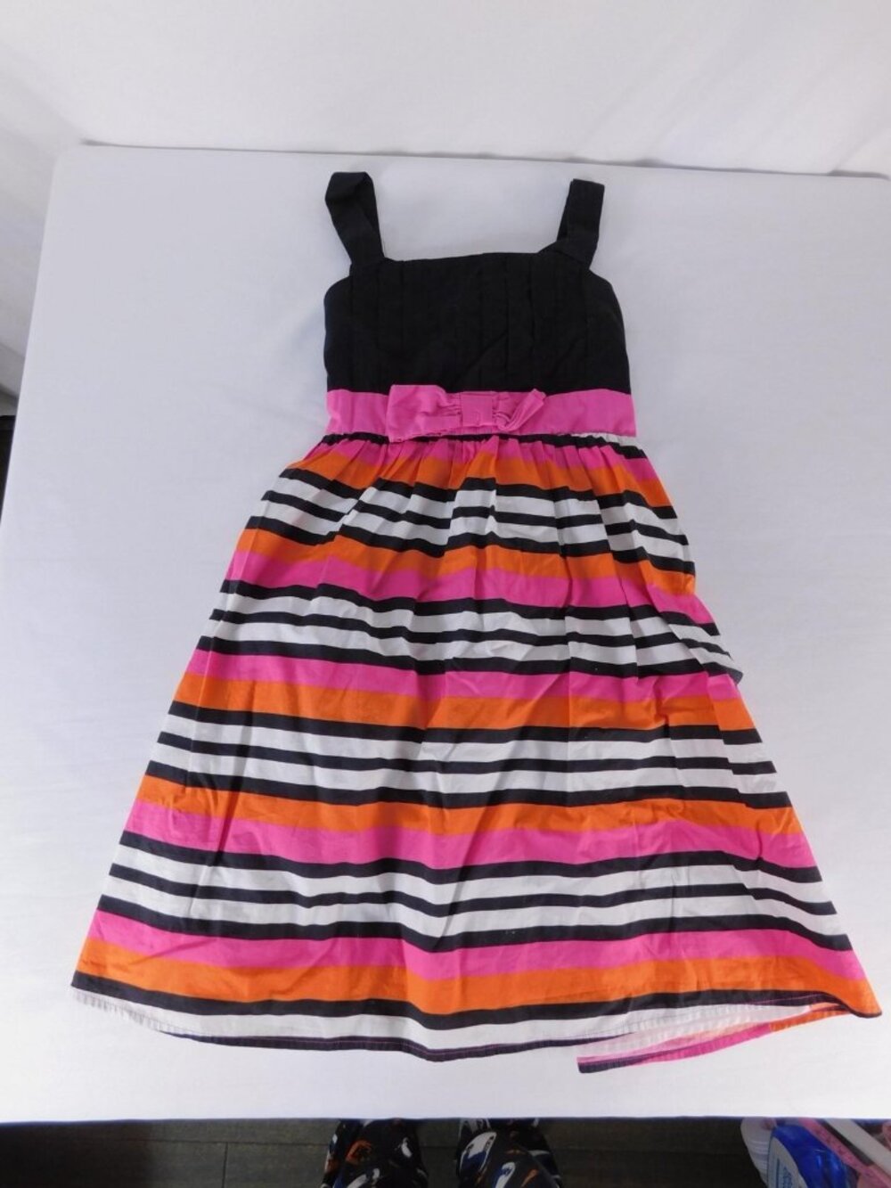 Disorderly Kids Dress Girls 12 Multicolor Striped Sundress Belted Bow Party
